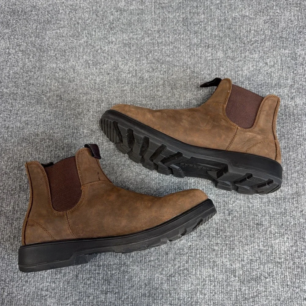 Skechers Chelsea Boot Men 9.5 Brown Leather Gaveno Relaxed Fit Memory Foam